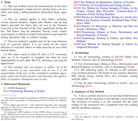 d1424 tear test method